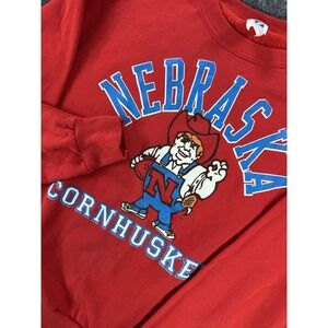 VTG Nebraska Cornhuskers Logo 7 Crewneck Sweatshirt USA Made Red L